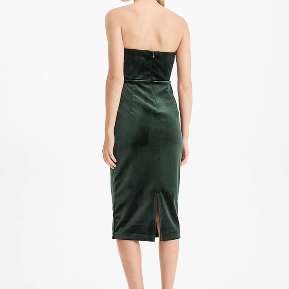 NWT Express Velvet Strapless Dress, Green , XS - Picture 3 of 10